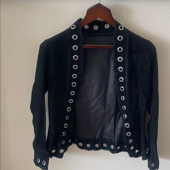 Cache Black Suede Women's Jacket with Eyelet Detailing - Picture 8 of 13
